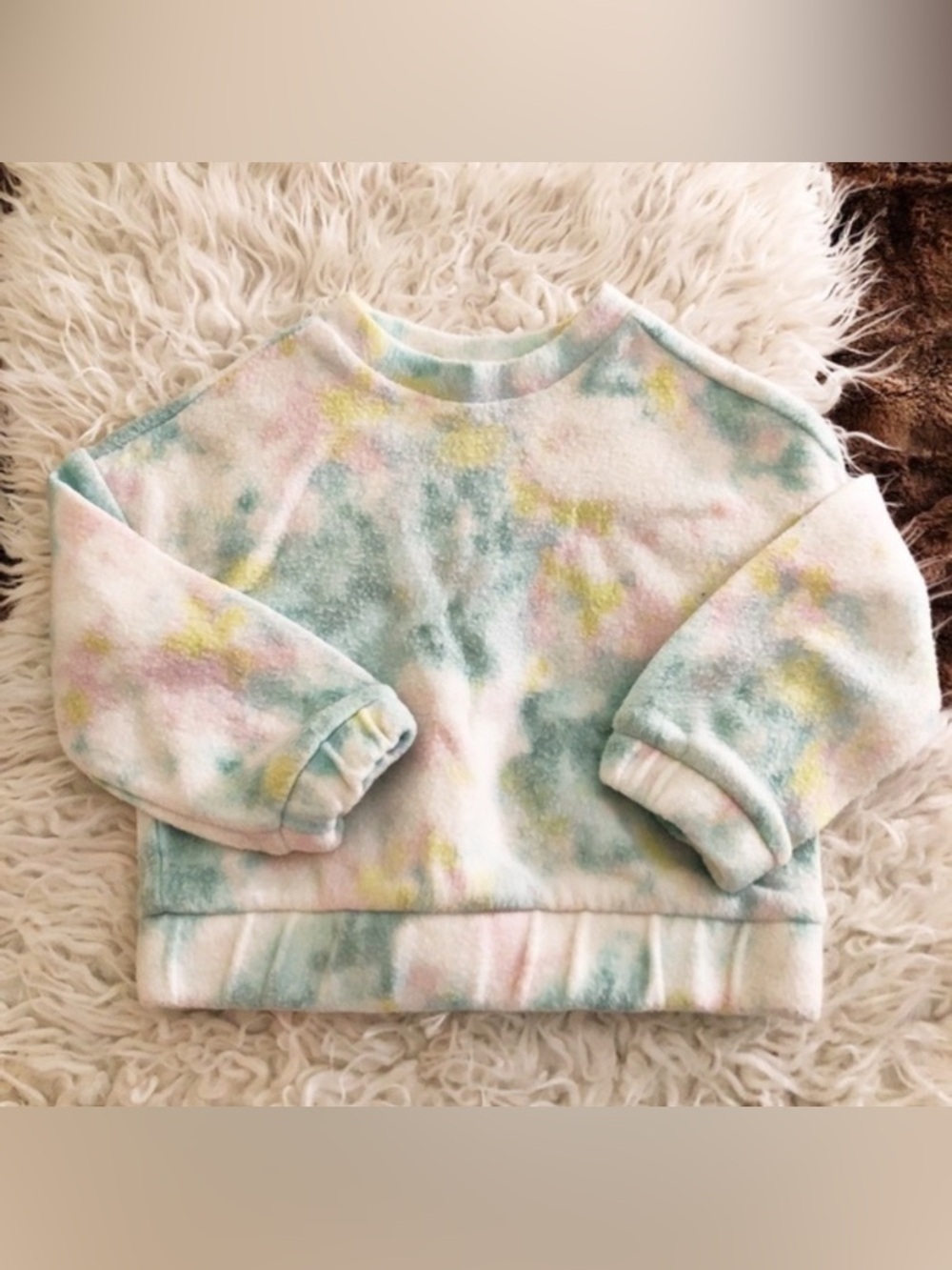 Cat & Jack Green White Pink Yellow Tie Dye Long Sleeve Sweater Top
